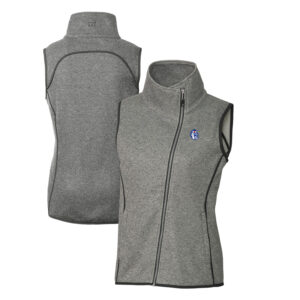 Women's Cutter & Buck Heather Gray Fresno State Bulldogs Mainsail Sweater-Knit Full-Zip Vest