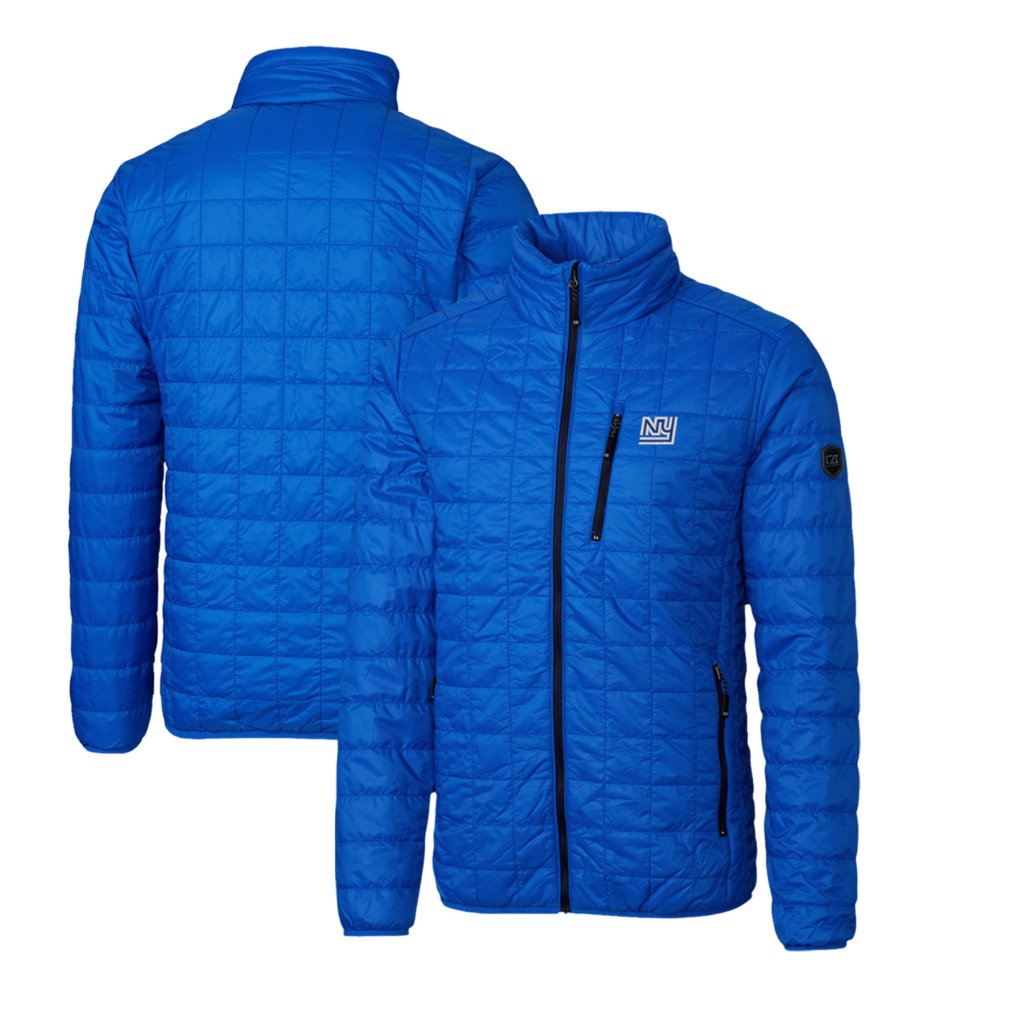 Men's Cutter & Buck Royal New York Giants Throwback Logo Rainier PrimaLoft Eco Insulated Full-Zip Puffer Jacket