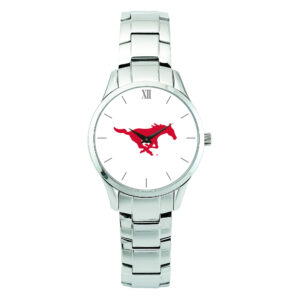 Women's Silver SMU Mustangs Stainless Steel Bracelet Wristwatch