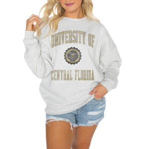 Women's Gameday Couture Steel UCF Knights Good Vibes Premium Fleece Drop Shoulder Pullover Sweatshirt