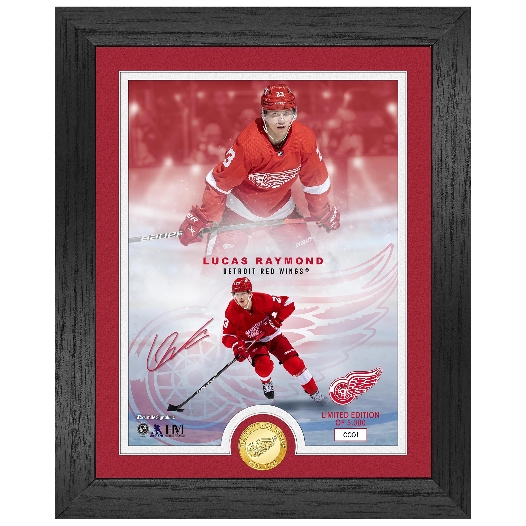 Highland Mint Lucas Raymond Detroit Red Wings 13'' x 16'' Framed Photo Collage Mint