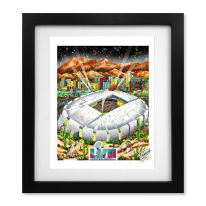 Super Bowl LVII Framed 7" x 8" Deluxe 3D Print - Art by Charles Fazzino