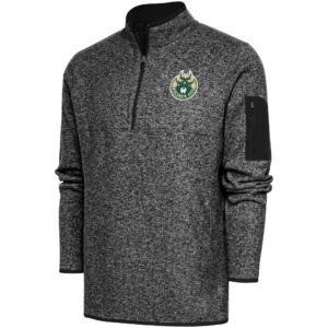 Men's Antigua  Heather Black Wisconsin Herd Fortune Quarter-Zip Pullover Jacket