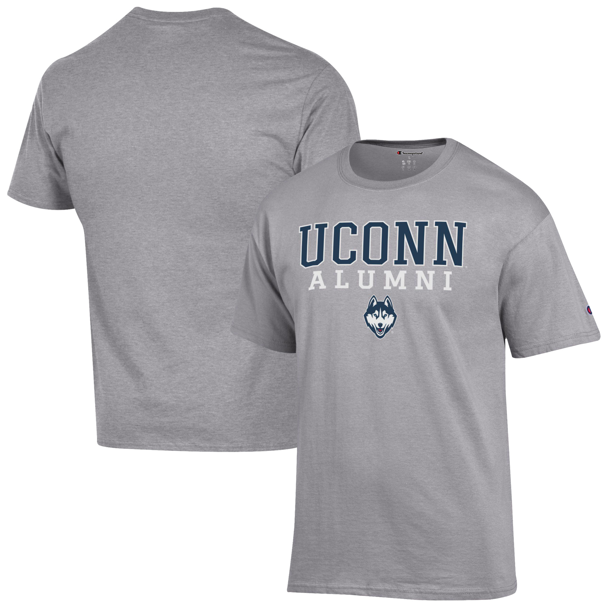 Men's Champion Gray UConn Huskies Alumni Logo Stack T-Shirt - Image 5