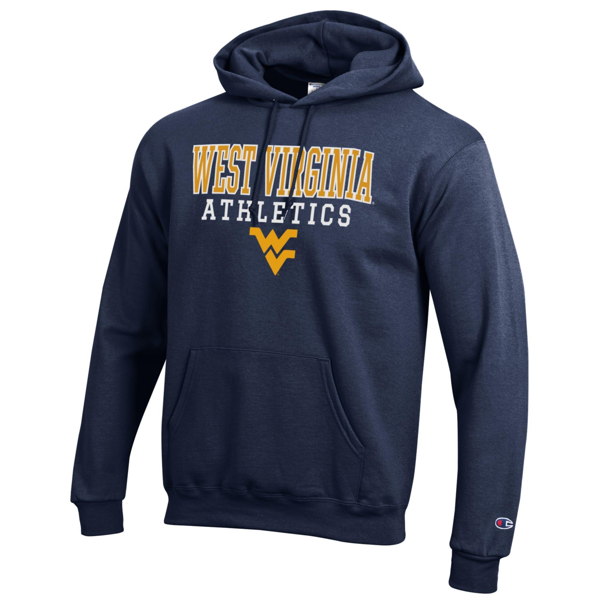 Men's Champion Navy West Virginia Mountaineers Athletics Logo Stack Pullover Hoodie - Image 6