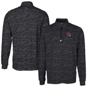 Men's Cutter & Buck  Black Kansas City Chiefs Helmet Traverse Camo Print Stretch Quarter-Zip Pullover Top