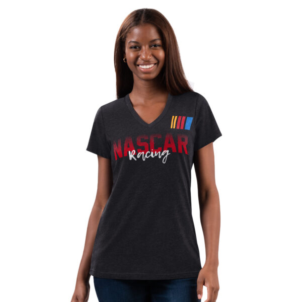 Women's G-III 4Her by Carl Banks Black NASCAR Merchandise Snap V-Neck T-Shirt - Image 6