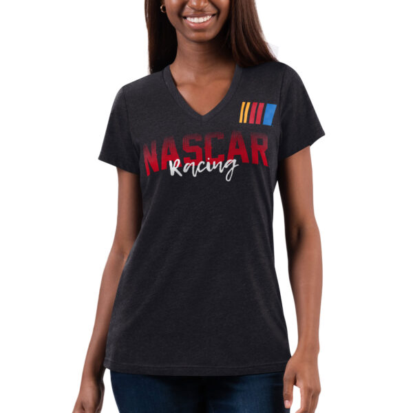 Women's G-III 4Her by Carl Banks Black NASCAR Merchandise Snap V-Neck T-Shirt - Image 8