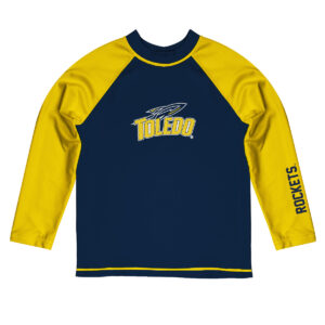 Youth Vive La Fete  Blue/Gold Toledo Rockets Solid Contrast Contrast Rash Guard
