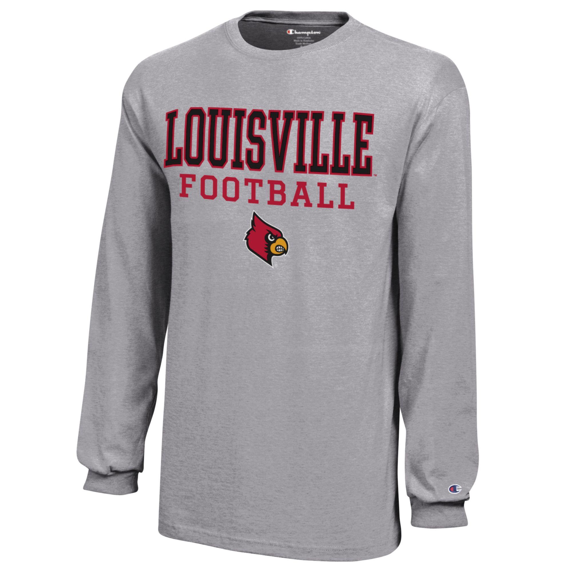 Youth Champion Gray Louisville Cardinals Stacked Logo Long Sleeve Football T-Shirt - Image 3