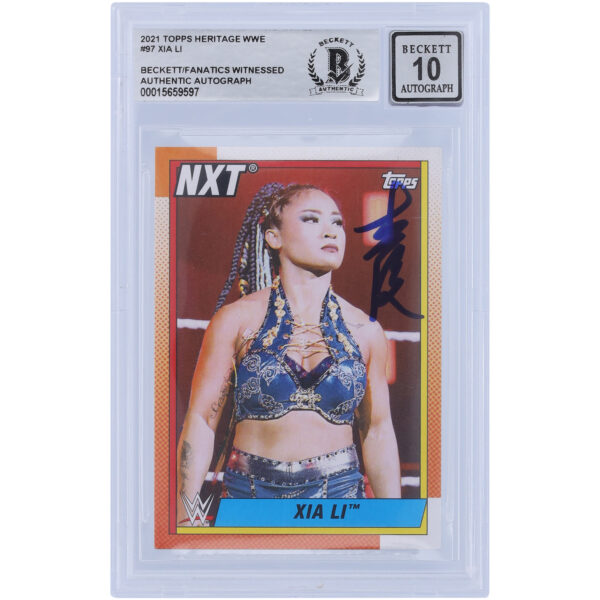 Xia Li WWE Autographed 2021 Topps Heritage #97 Beckett Fanatics Witnessed Authenticated 10 Card