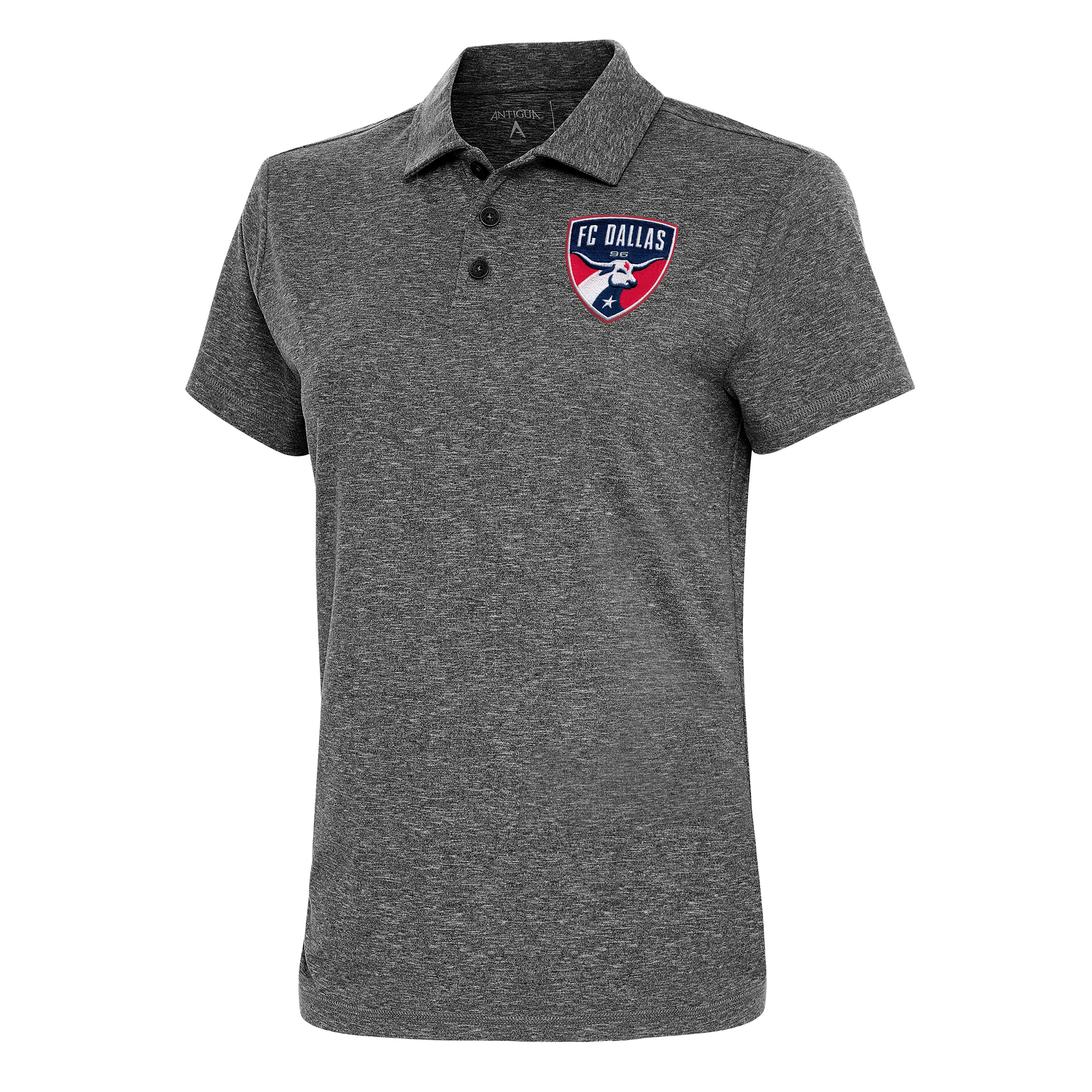 Women's Antigua Heather Black FC Dallas Motivated Polo
