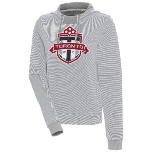 Women's Antigua  Gray/White Toronto FC Axe Bunker Tri-Blend Pullover Hoodie