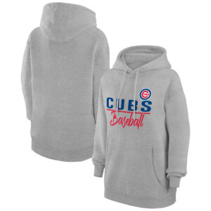 Women's G-III 4Her by Carl Banks  Heather Gray Chicago Cubs Team Fleece Pullover Hoodie