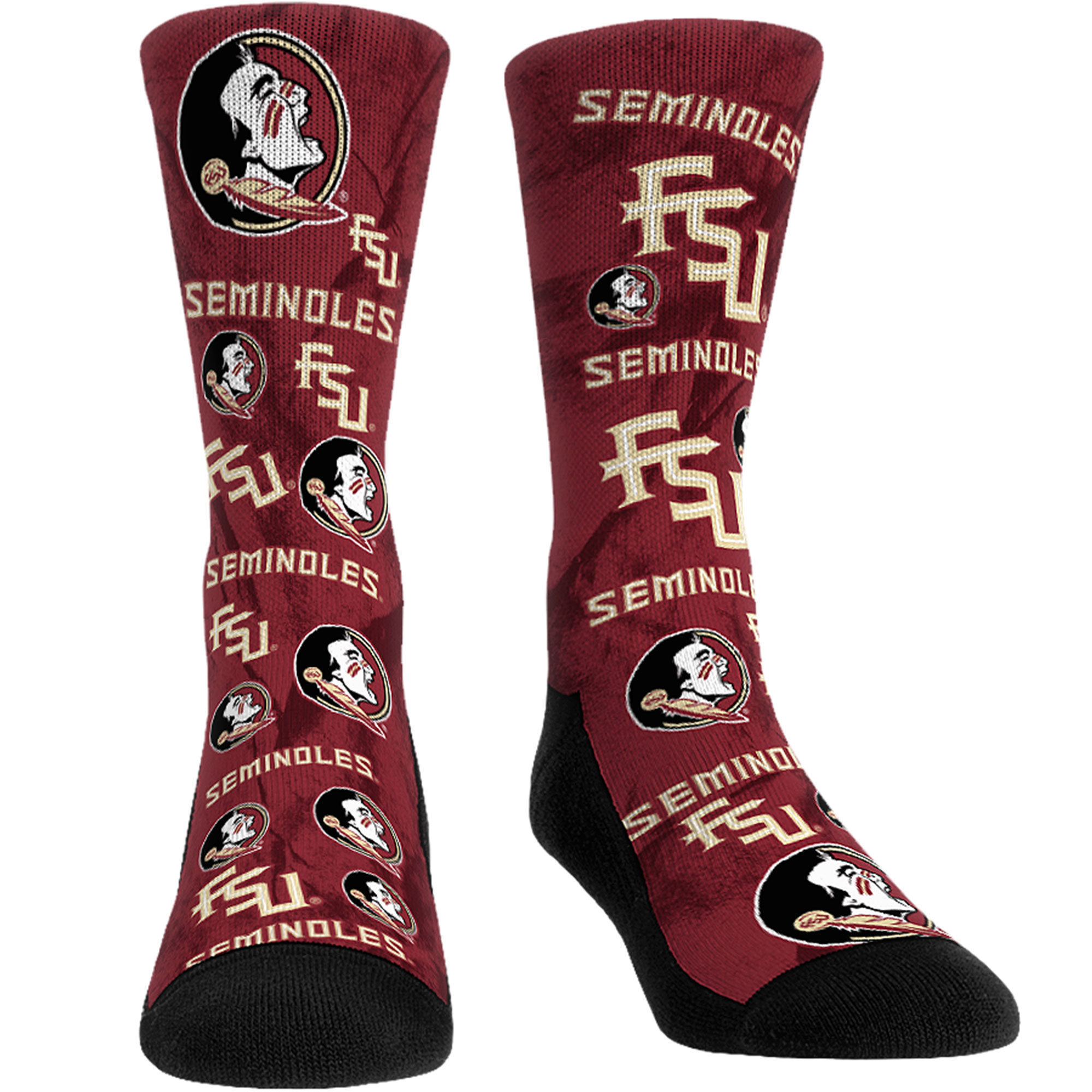 Men's Rock Em Socks Florida State Seminoles All-Over Underwear and Crew Socks Combo Pack - Image 7