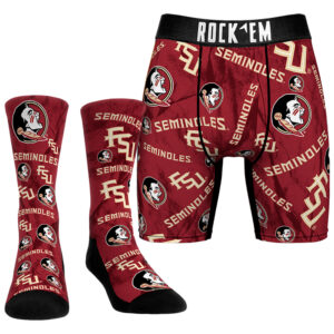 Men's Rock Em Socks  Florida State Seminoles All-Over Underwear and Crew Socks Combo Pack