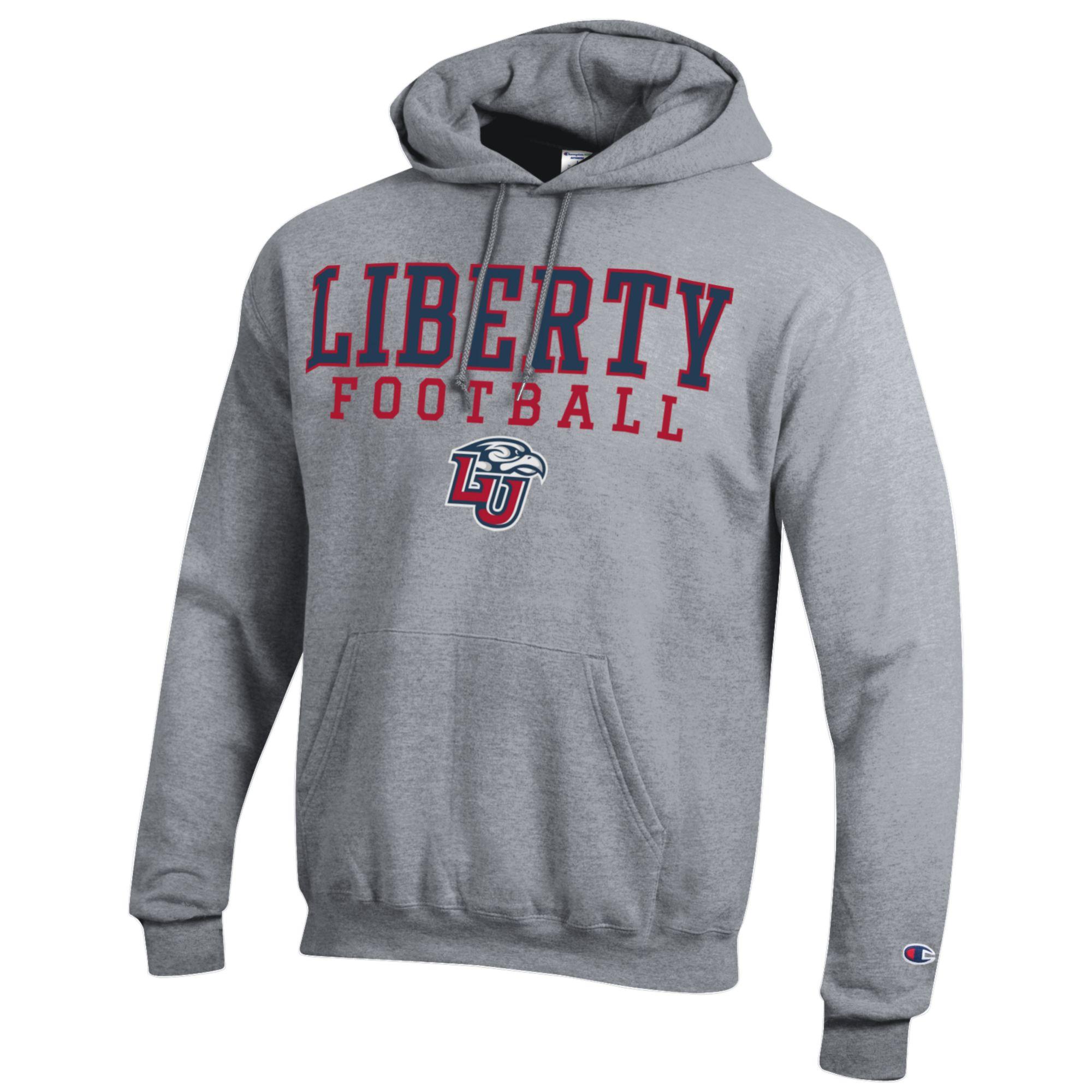 Men's Champion Gray Liberty Flames Football Eco Powerblend Pullover Hoodie - Image 3
