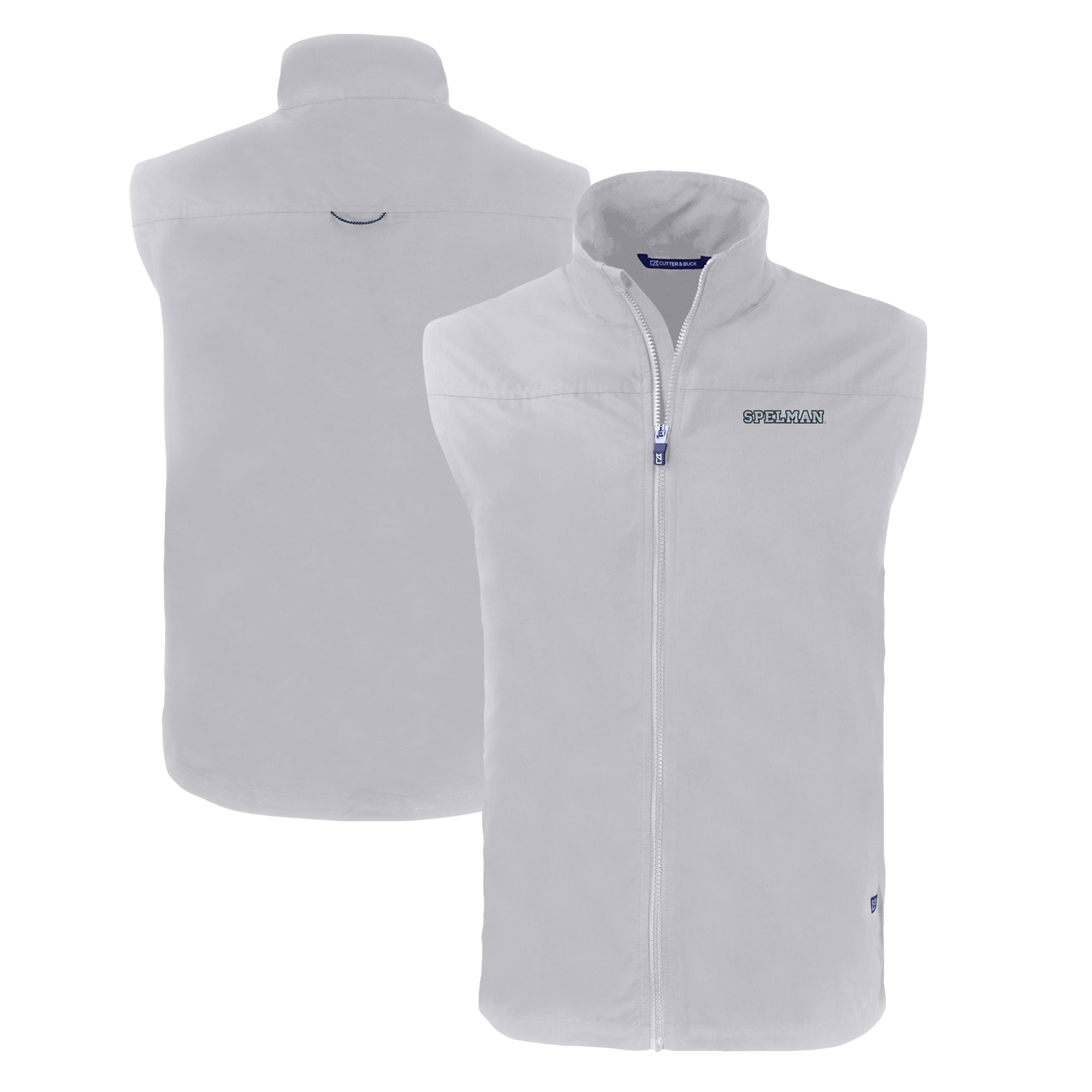Men's Cutter & Buck Gray Spelman College Jaguars Charter Eco Recycled Full-Zip Vest