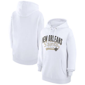 Women's G-III 4Her by Carl Banks  White New Orleans Saints Filigree Logo Pullover Hoodie
