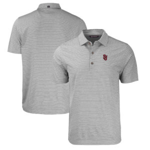 Men's Cutter & Buck  Heather Gray St. John's Red Storm Forge Eco Heathered Stripe Stretch Recycled Polo