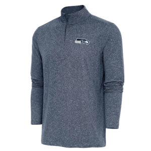 Men's Antigua  College Navy Seattle Seahawks Hunk Quarter-Zip Pullover Top