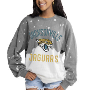 Women's Gameday Couture  Gray Jacksonville Jaguars Coin Toss Faded French Terry Pullover Sweatshirt