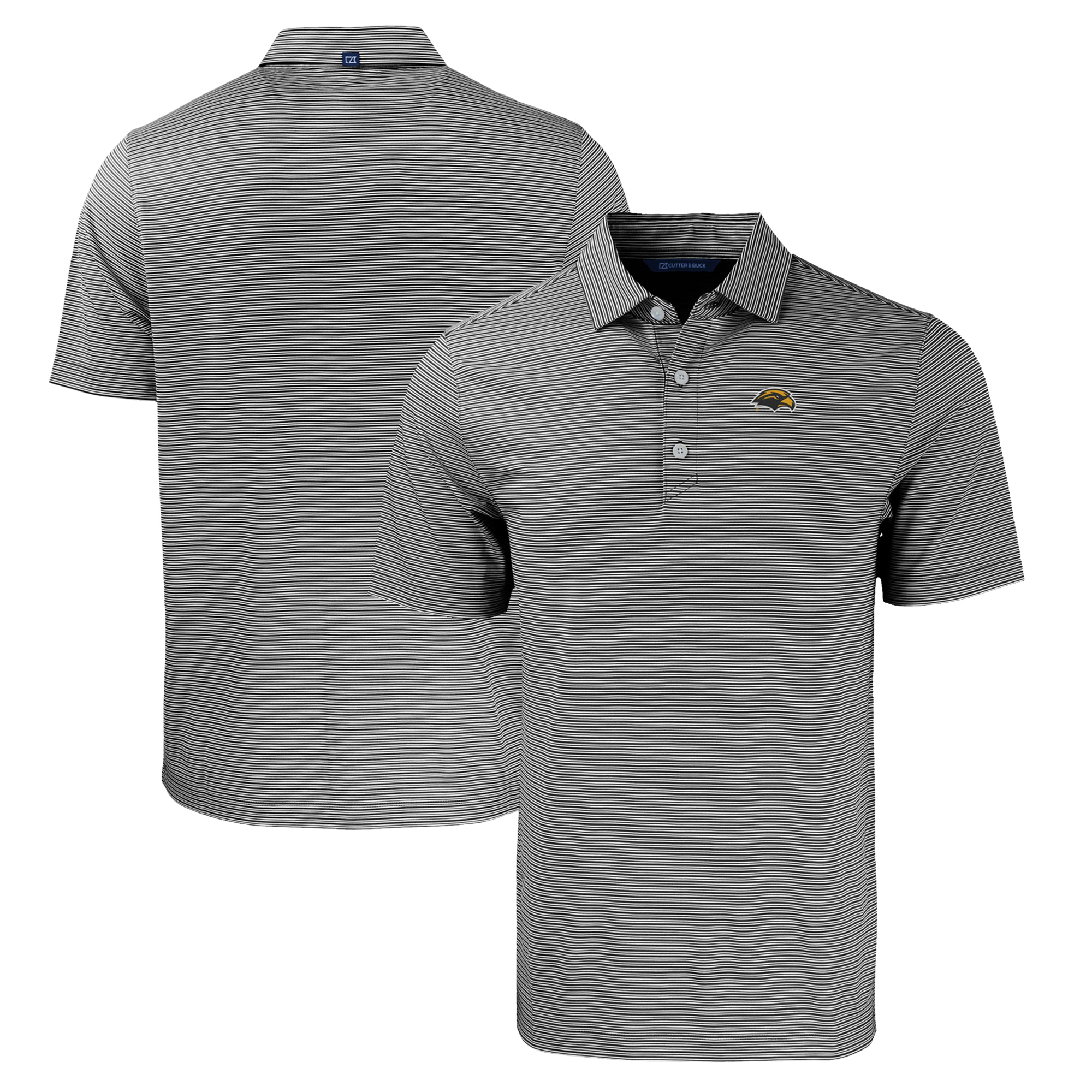 Men's Cutter & Buck Black/White Southern Miss Golden Eagles Big & Tall Forge Eco Double Stripe Stretch Recycled Polo - Image 2