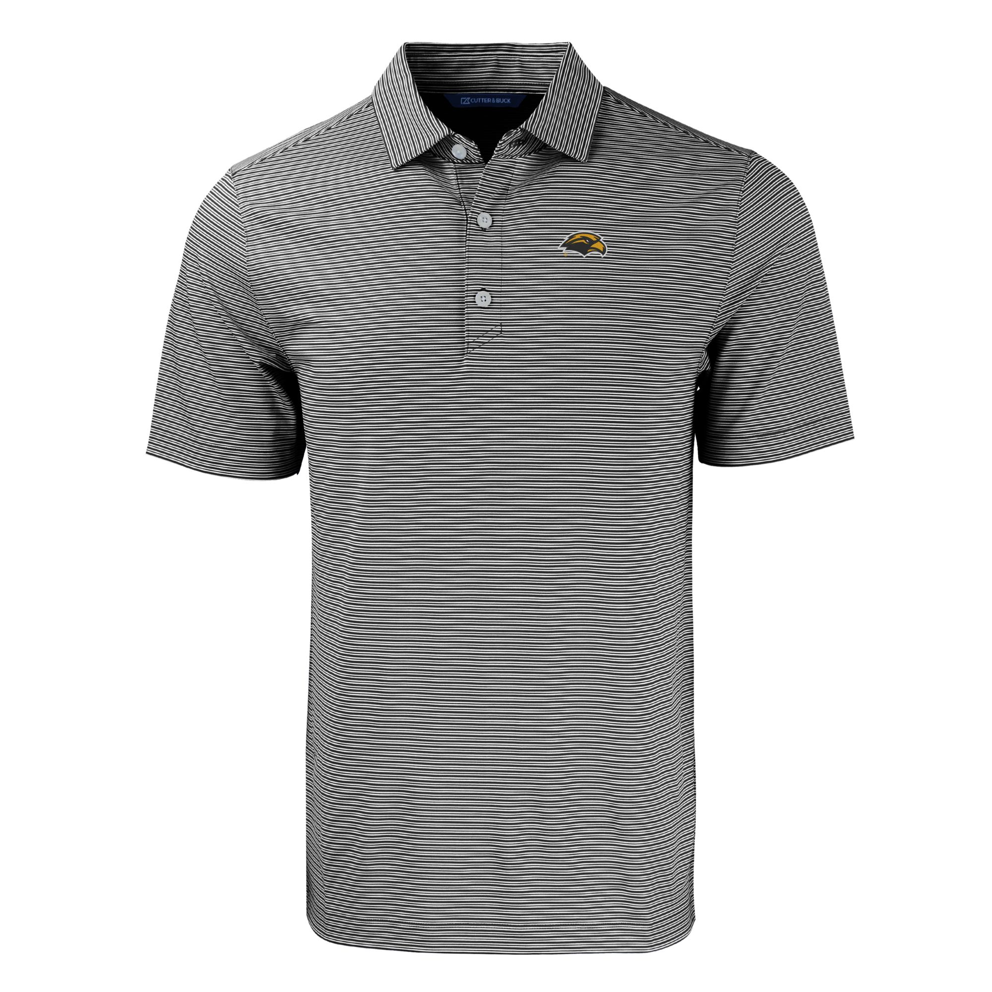 Men's Cutter & Buck Black/White Southern Miss Golden Eagles Big & Tall Forge Eco Double Stripe Stretch Recycled Polo - Image 6