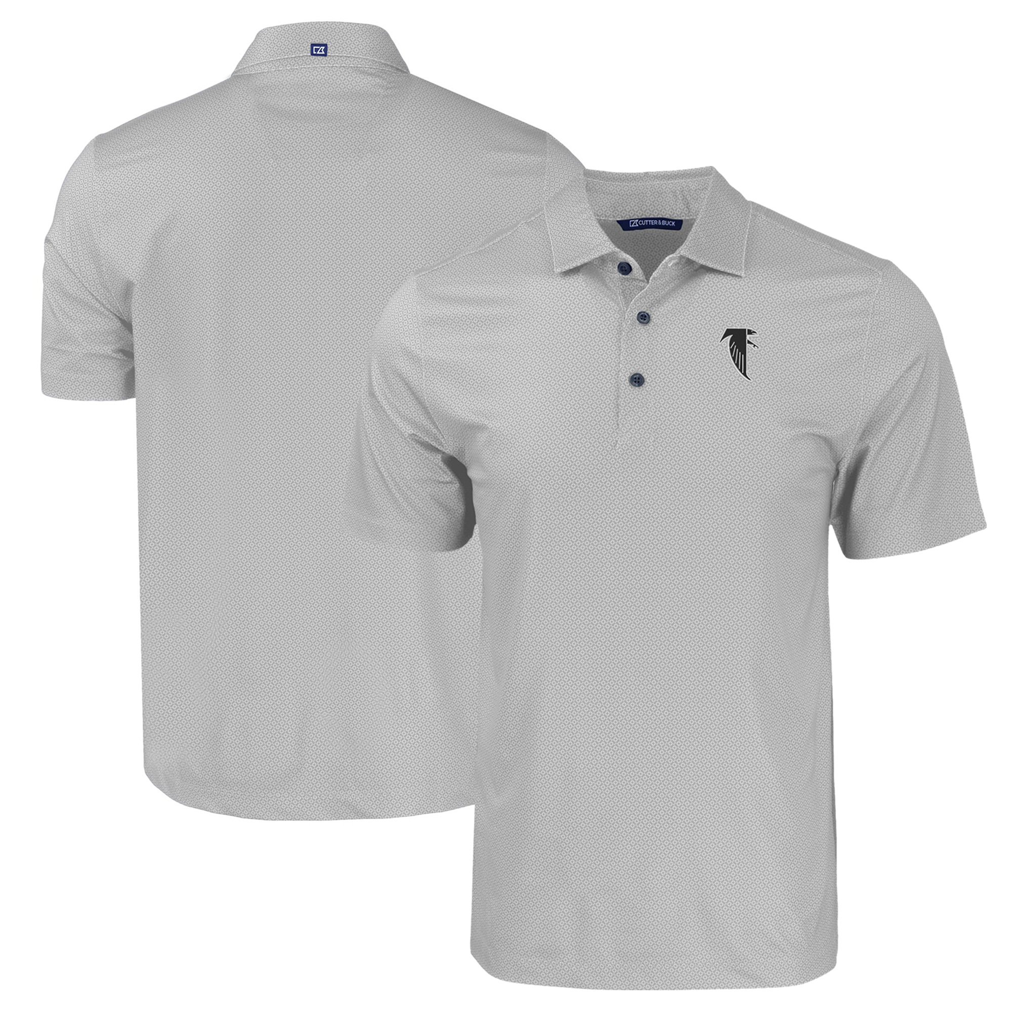 Men's Cutter & Buck Gray Atlanta Falcons Throwback Big & Tall Pike Eco Tonal Geo Print Stretch Recycled Polo - Image 5