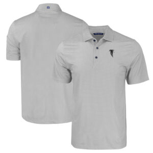 Men's Cutter & Buck  Gray Atlanta Falcons Throwback Big & Tall Pike Eco Tonal Geo Print Stretch Recycled Polo