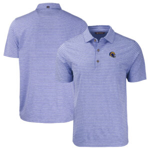 Men's Cutter & Buck  Royal Los Angeles Rams Helmet Forge Eco Heather Stripe Stretch Recycled Polo