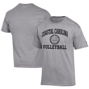 Men's Champion  Gray Coastal Carolina Chanticleers Icon Logo Volleyball Jersey T-Shirt