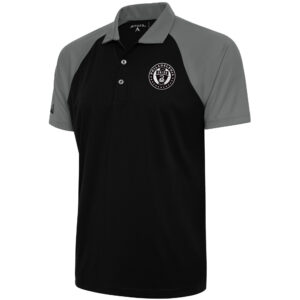 Men's Antigua  Black/Steel Philadelphia Union Brushed Metallic Nova Raglan Polo