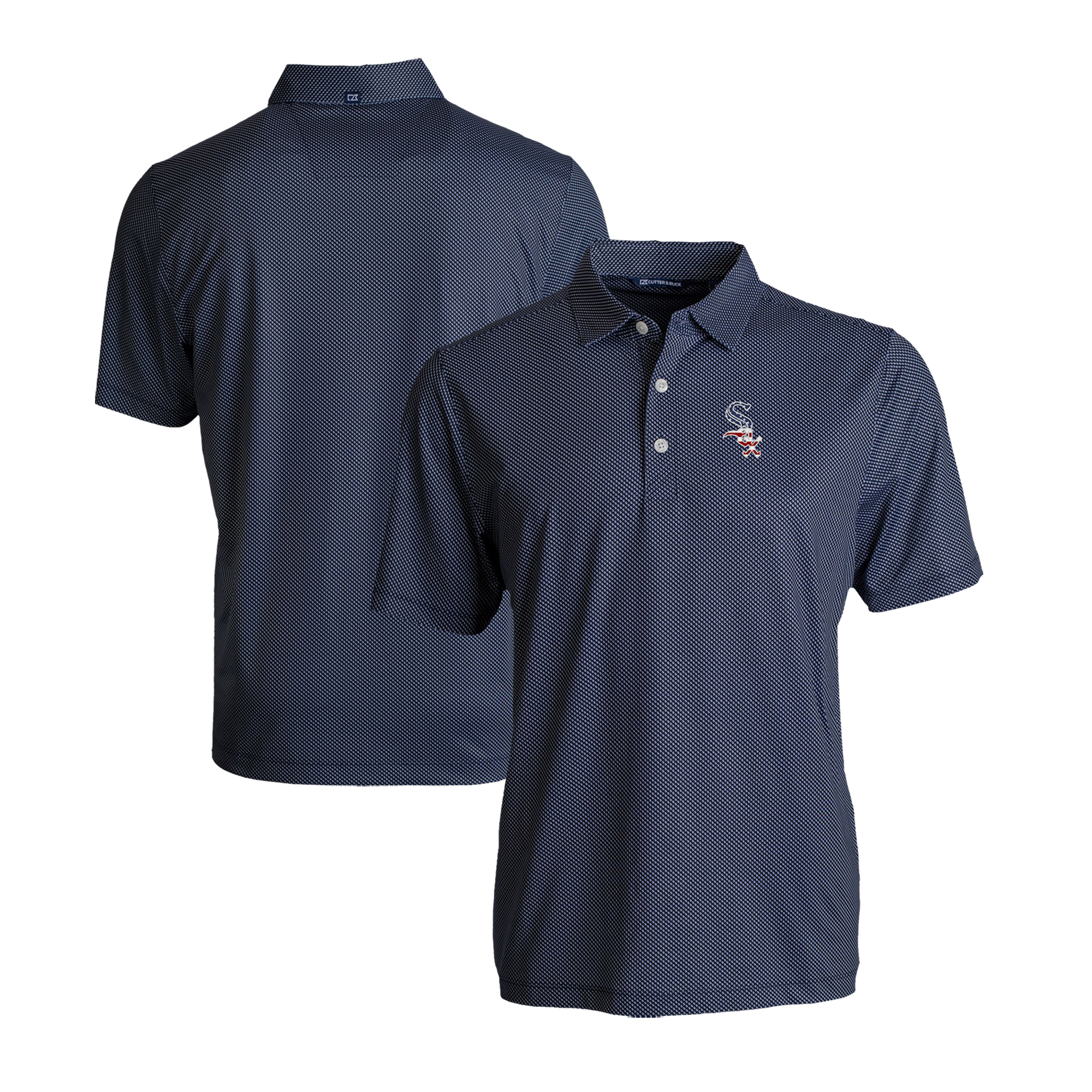 Men's Cutter & Buck Navy/White Chicago White Sox Stars & Stripes Big & Tall Pike Eco Symmetry Print Stretch Recycled Polo - Image 5