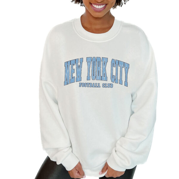 Women's Gameday Couture  White New York City FC Fleece Pullover Sweatshirt