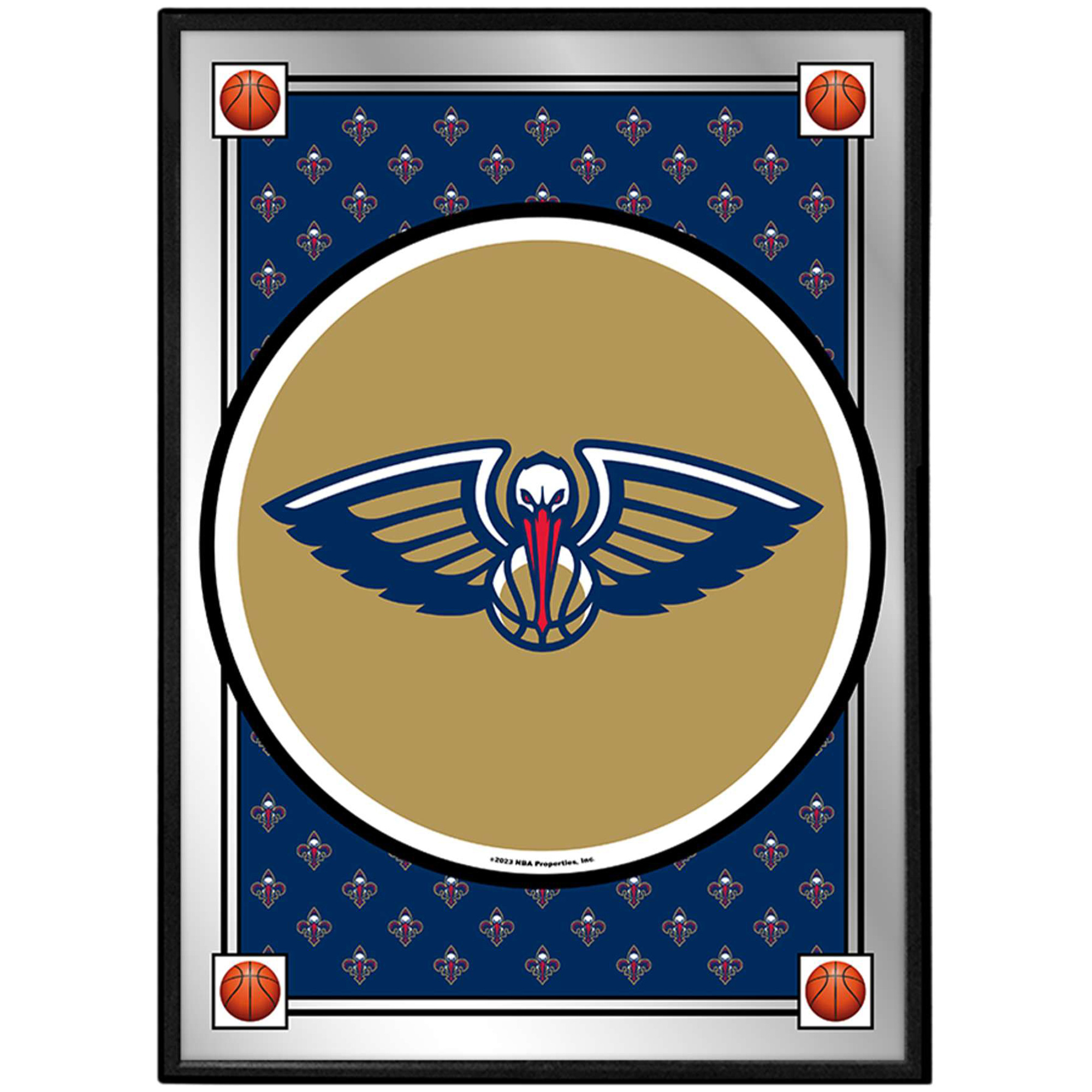 New Orleans Pelicans 27" x 19" Framed Mirrored Wall Sign