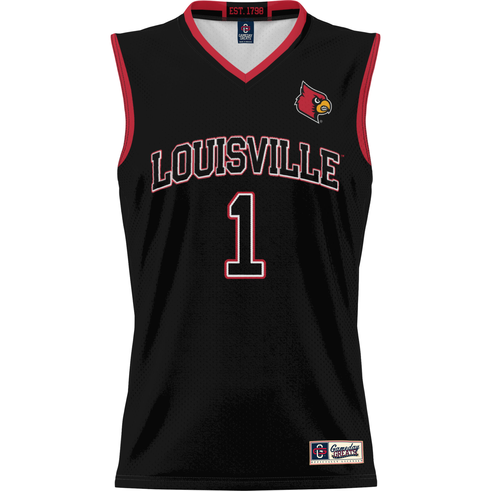 Unisex GameDay Greats #1 Black Louisville Cardinals Lightweight Basketball Jersey - Image 2