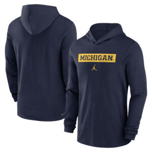 Men's Jordan Brand Navy Michigan Wolverines Sideline Hoodie Performance Long Sleeve T-Shirt