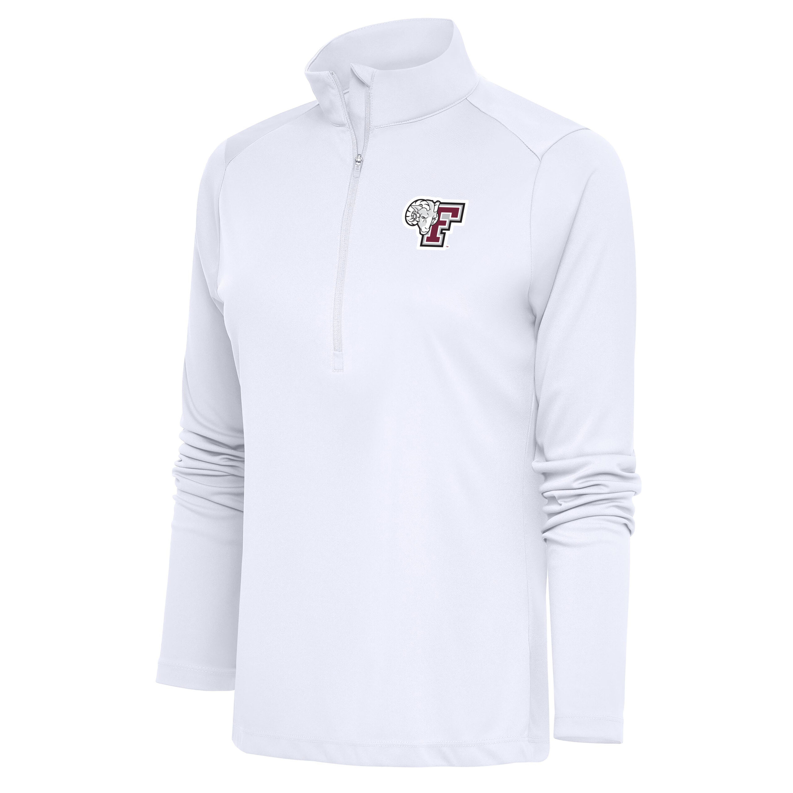 Women's Antigua White Fordham Rams Tribute Half-Zip Top