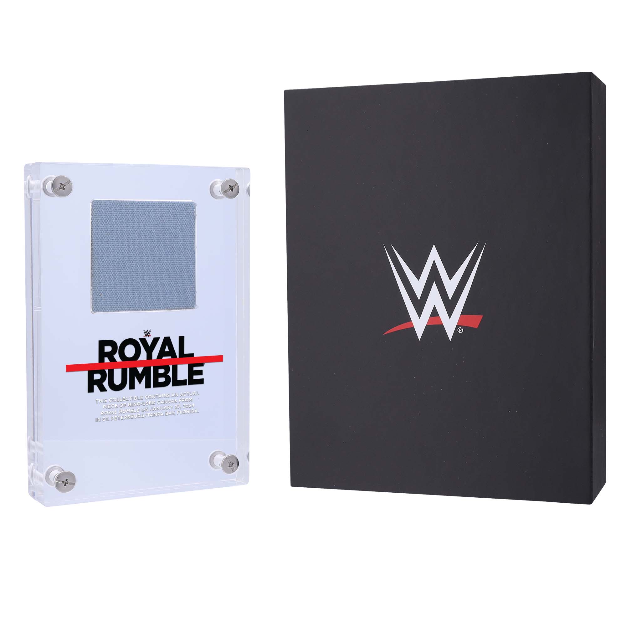 2024 WWE Royal Rumble Acrylic Display Case with a Piece of Ring-Used Canvas - Image 2