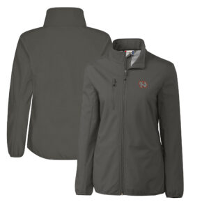Women's Cutter & Buck  Steel Norfolk Tides Clique Trail Stretch Softshell Full-Zip Jacket