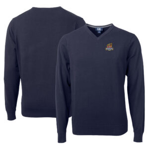 Men's Cutter & Buck Navy Toledo Mud Hens Lakemont Tri-Blend V-Neck Pullover Sweater