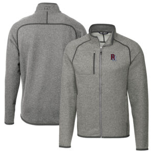Men's Cutter & Buck Heather Gray Round Rock Express Mainsail Sweater-Knit Full-Zip Jacket
