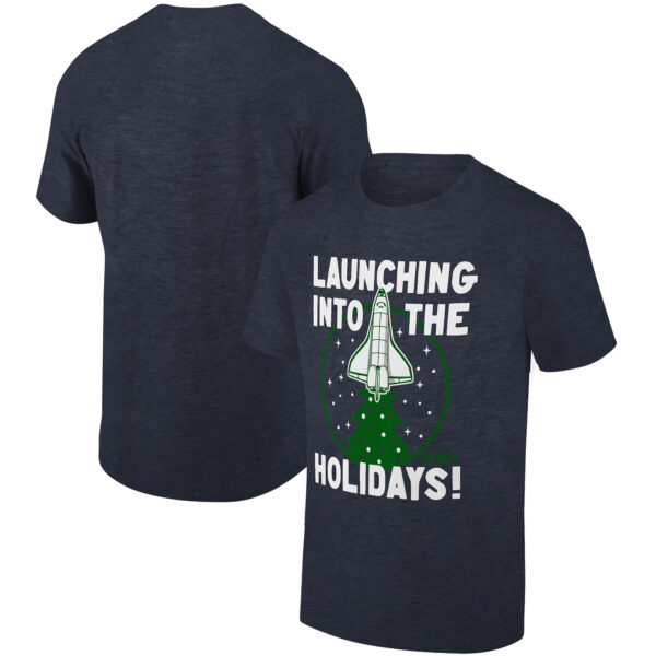 Men's Ripple Junction Heather Navy NASA Shuttle Tree Topper Holiday Graphic T-Shirt
