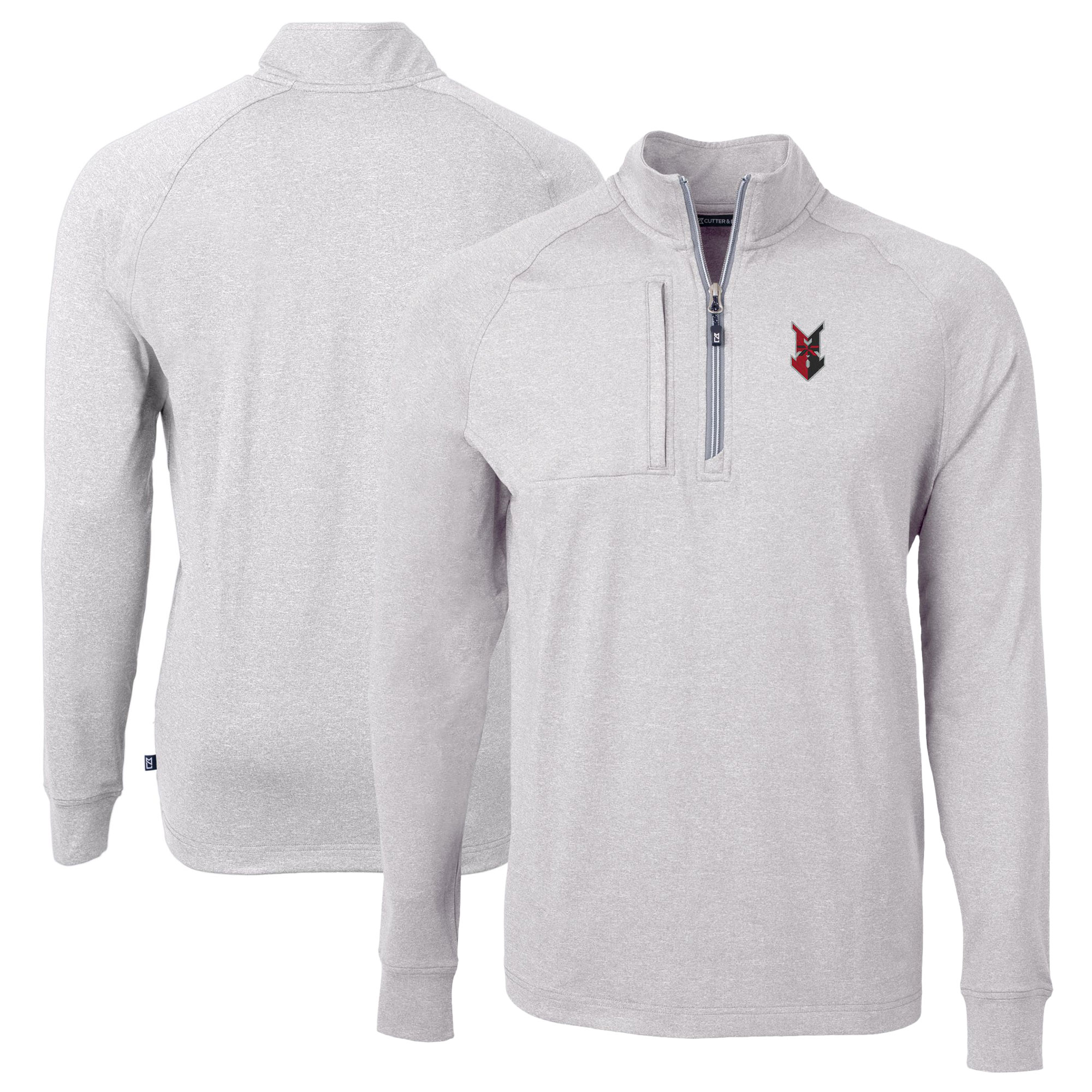 Men's Cutter & Buck Heather Gray Indianapolis Indians Adapt Eco Knit Heather Big & Tall Quarter-Zip Pullover Top - Image 2