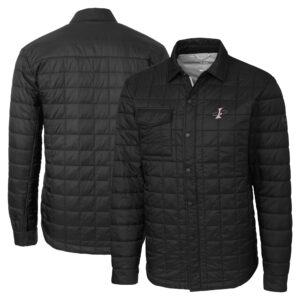 Men's Cutter & Buck Black Albuquerque Isotopes Big & Tall Rainier PrimaLoft Eco Insulated Quilted Button-Up Shacket