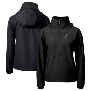 Women's Cutter & Buck  Black Arizona Diamondbacks City Connect Charter Eco Recycled Half-Zip Anorak Jacket