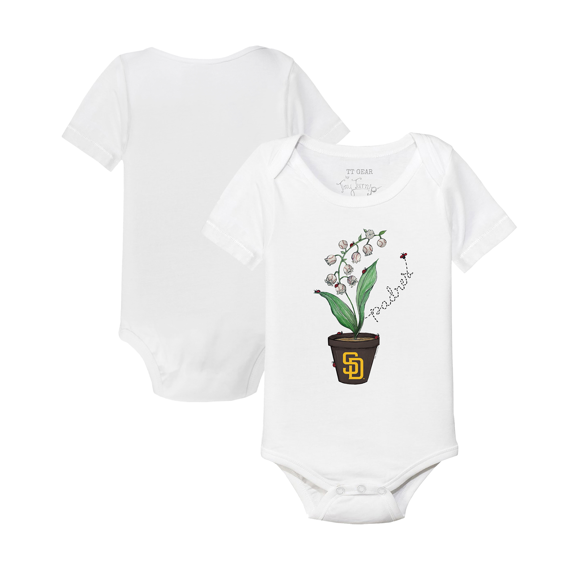 Infant Tiny Turnip White San Diego Padres Lilies & Ladybugs Bodysuit