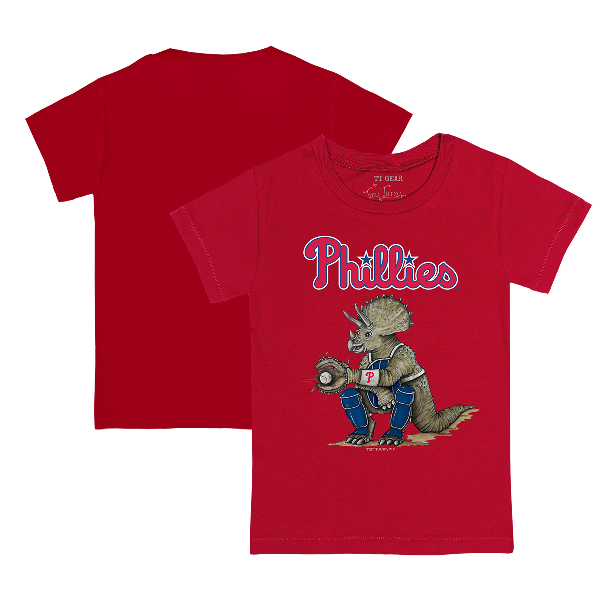 Infant Tiny Turnip Red Philadelphia Phillies Triceratops T-Shirt - Image 2
