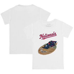 Toddler Tiny Turnip White Washington Nationals Race Car T-Shirt